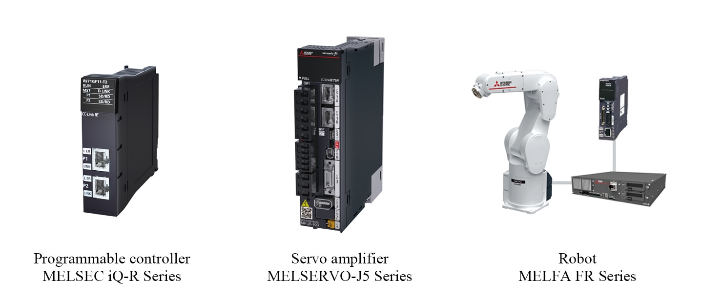 Programmerbar styreenhet MELSEC iQ-R-serien / Servoforsterker MELSERVO-J5-serien / Robot MELFA FR-serien